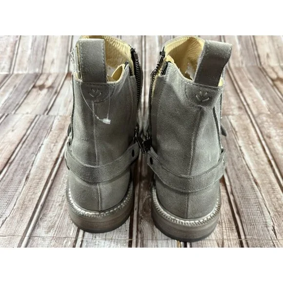 John Varvatos Harness suede Boots Size 11 color Grey handmade in Italy New - Picture 3 of 9